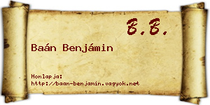 Baán Benjámin névjegykártya